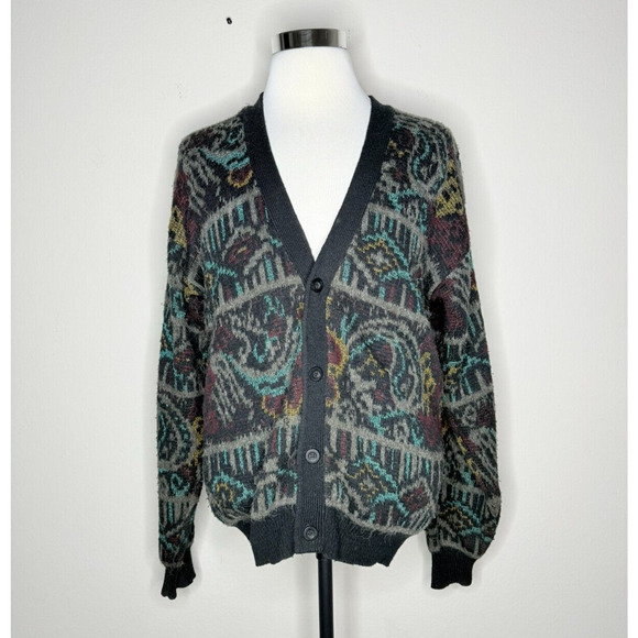 Vintage Cambridge Classics Cardigan Sweater Men Wool Button Knit 80s Mervyns Med - Picture 2 of 5